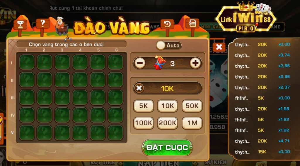 Minigame đào vàng Iwin đỉnh cao