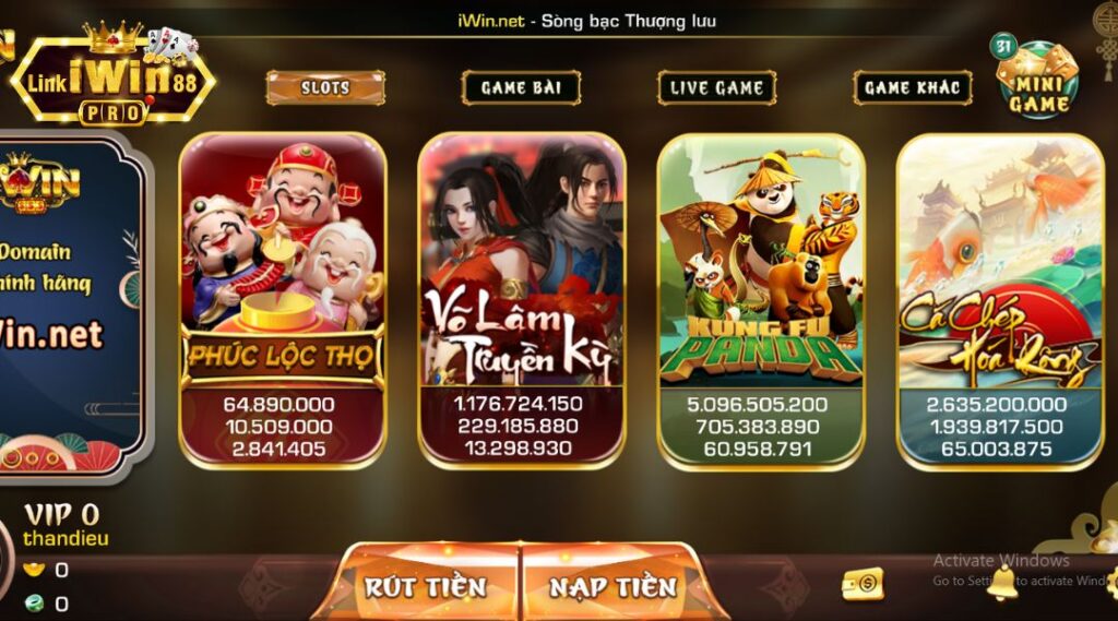 Sảnh Slot game iWin thú vị và săn thưởng lớn